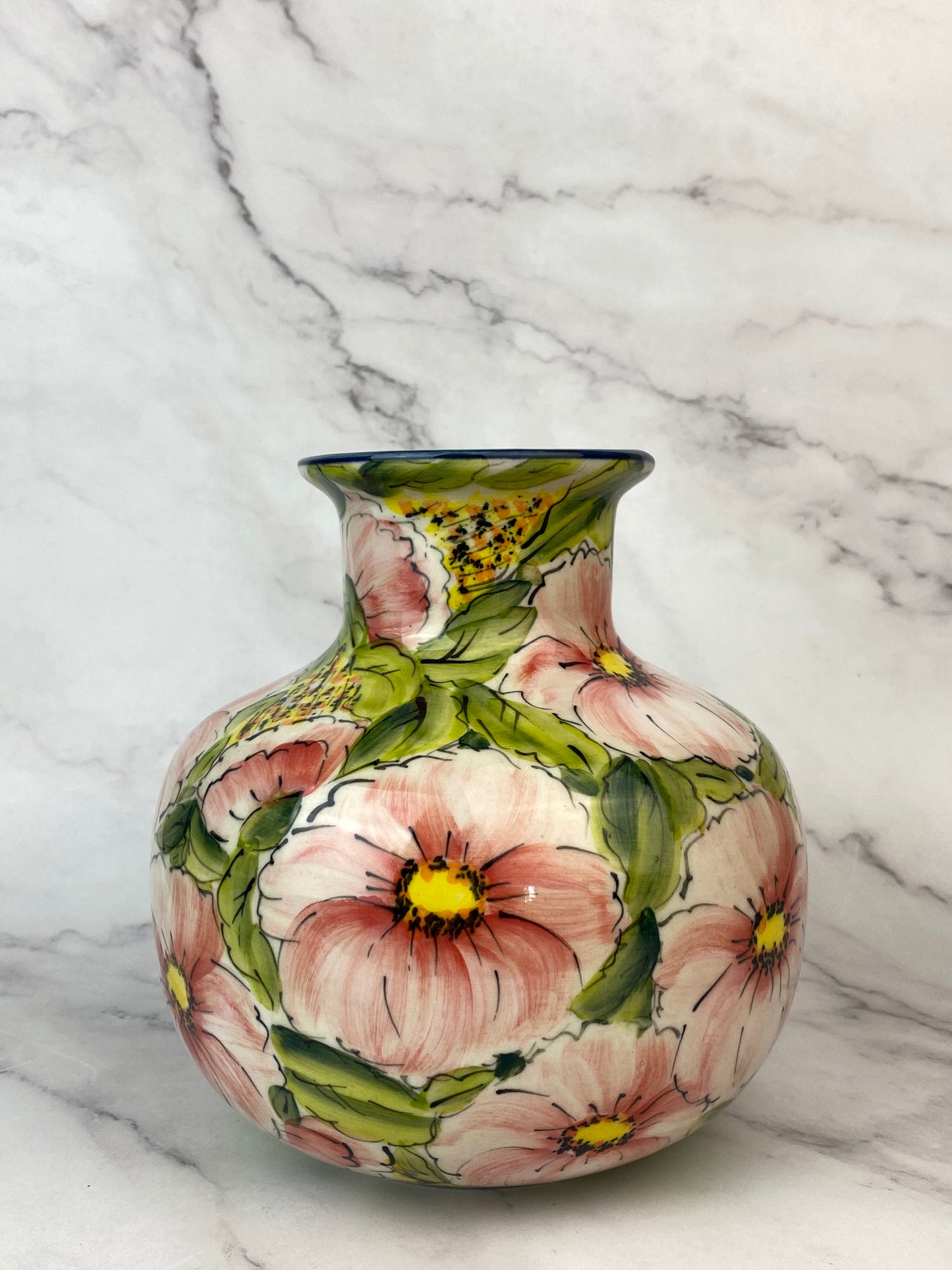 Moja Squat Vase - Pink Flowers