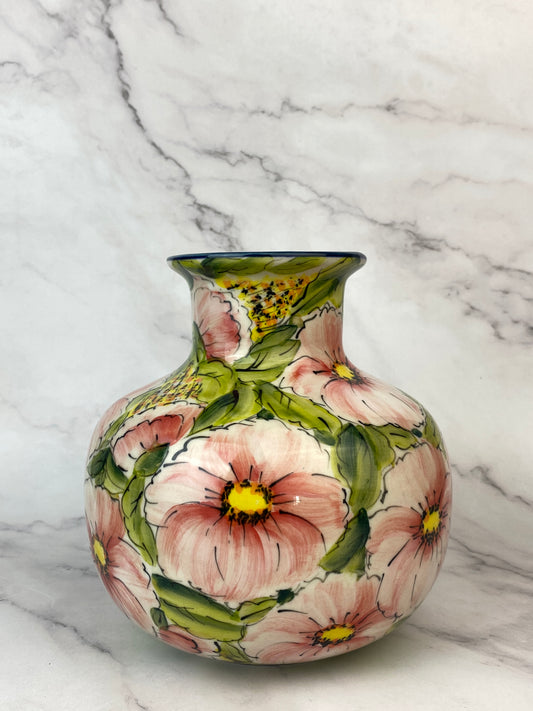 Moja Squat Vase - Pink Flowers