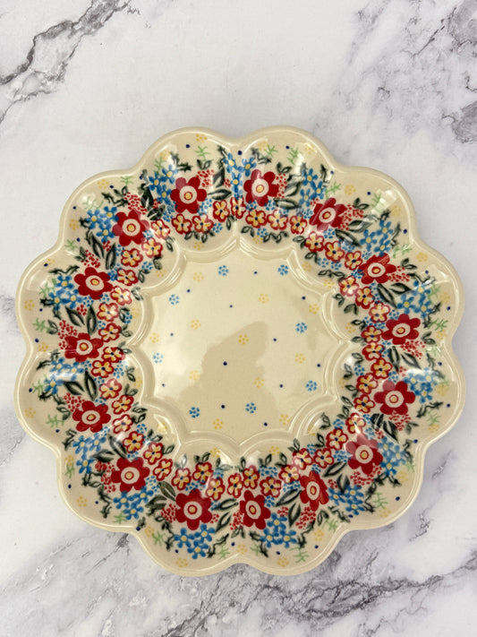 Unikat Egg Plate - Shape V130 - Red Flowers