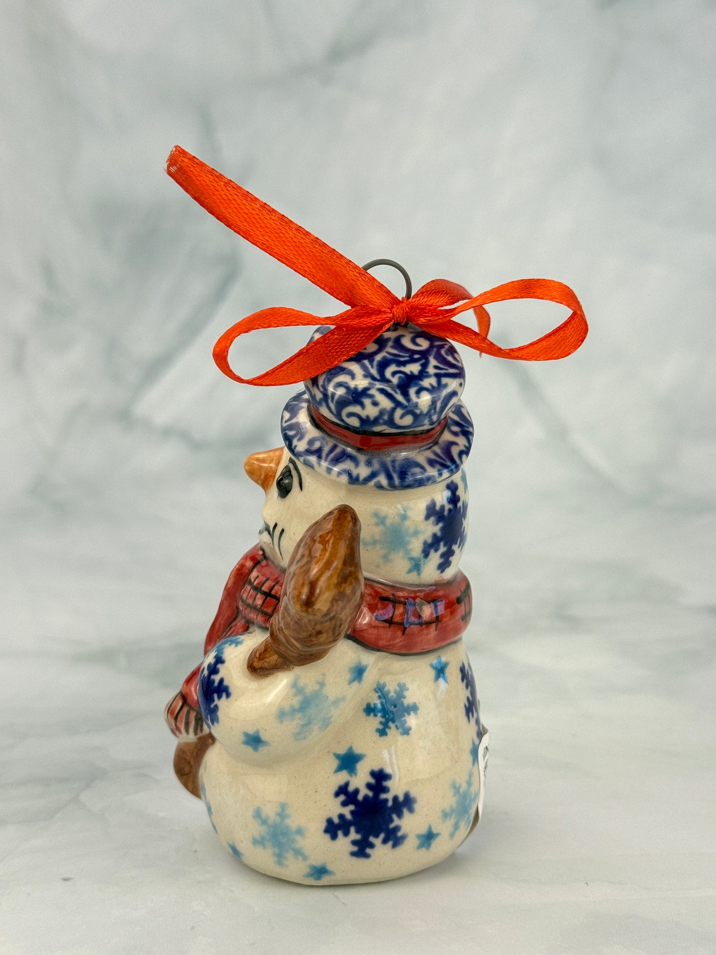 Vena Standing Snowman Ornament - Shape V354 - Red Scarf and Snowflakes
