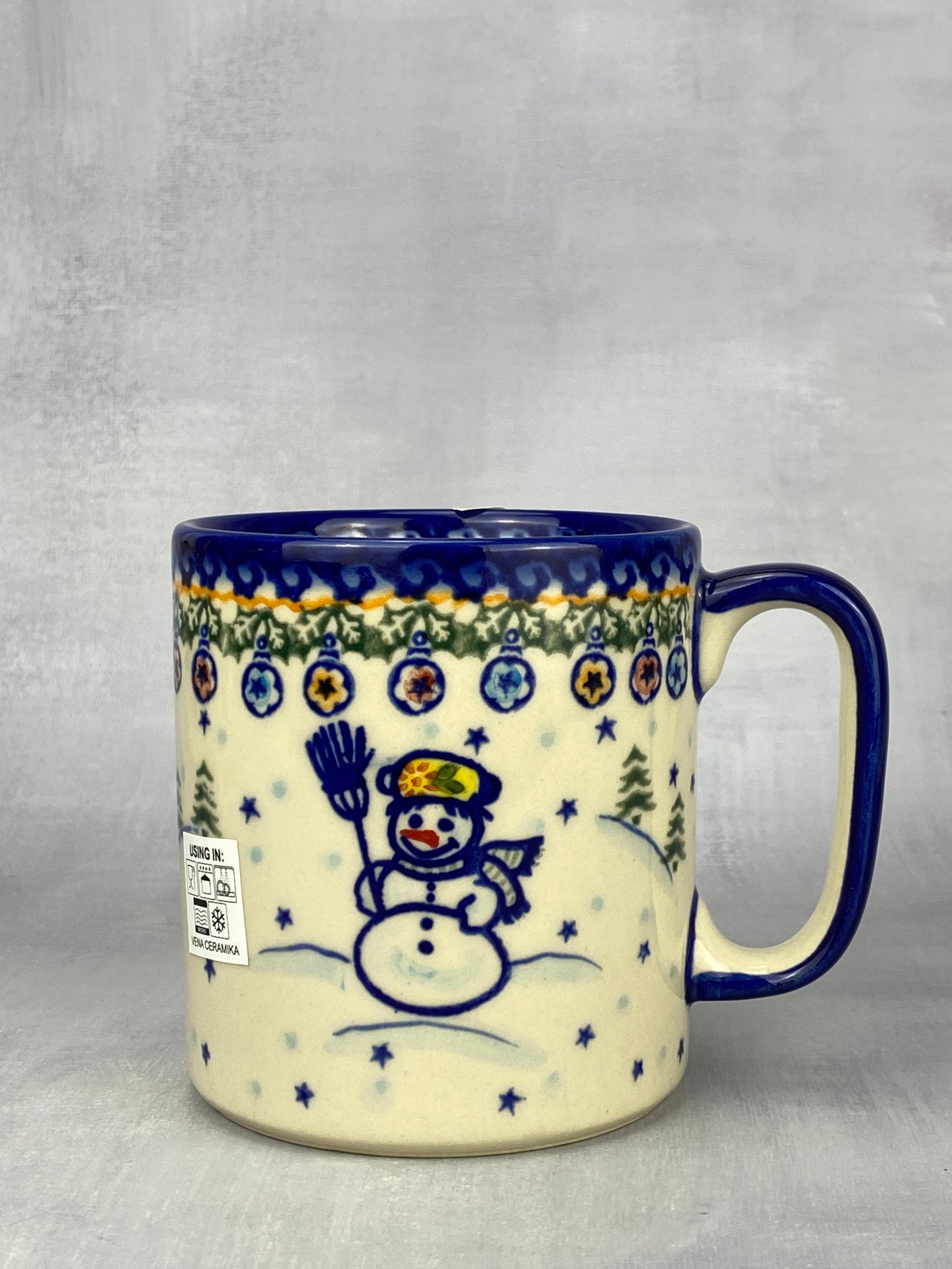 Vena Unikat 12oz Holiday Mug - Shape V055 - Snowmen with Broomsticks