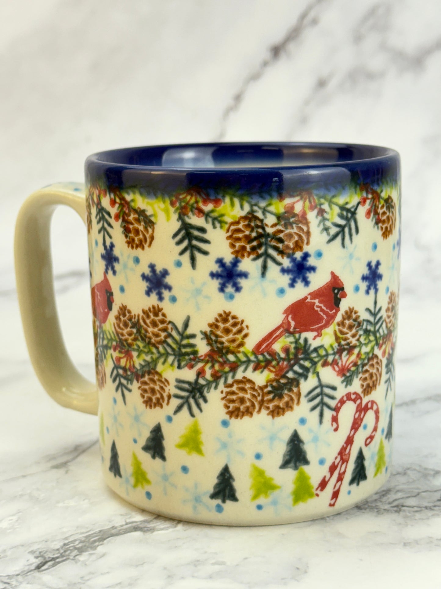 Vena Unikat 12oz Holiday Mug - Shape V055 - Cardinals and Pine