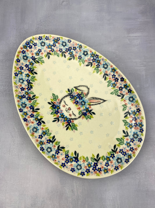 Large Egg Shaped Platter - Shape V193 - Blue Bunny