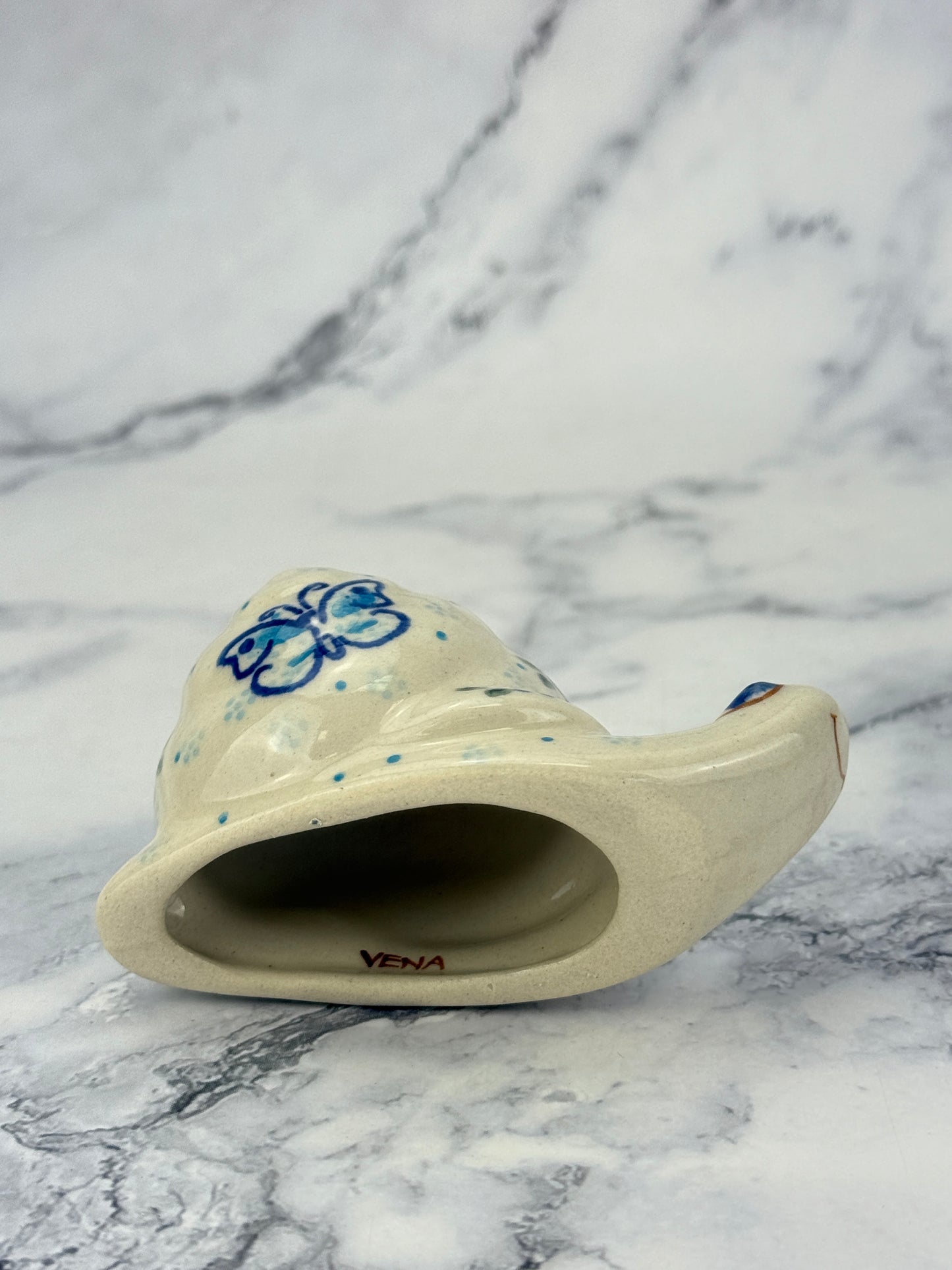 Snail Figurine - Shape V415 - Pattern Butterfly Blue