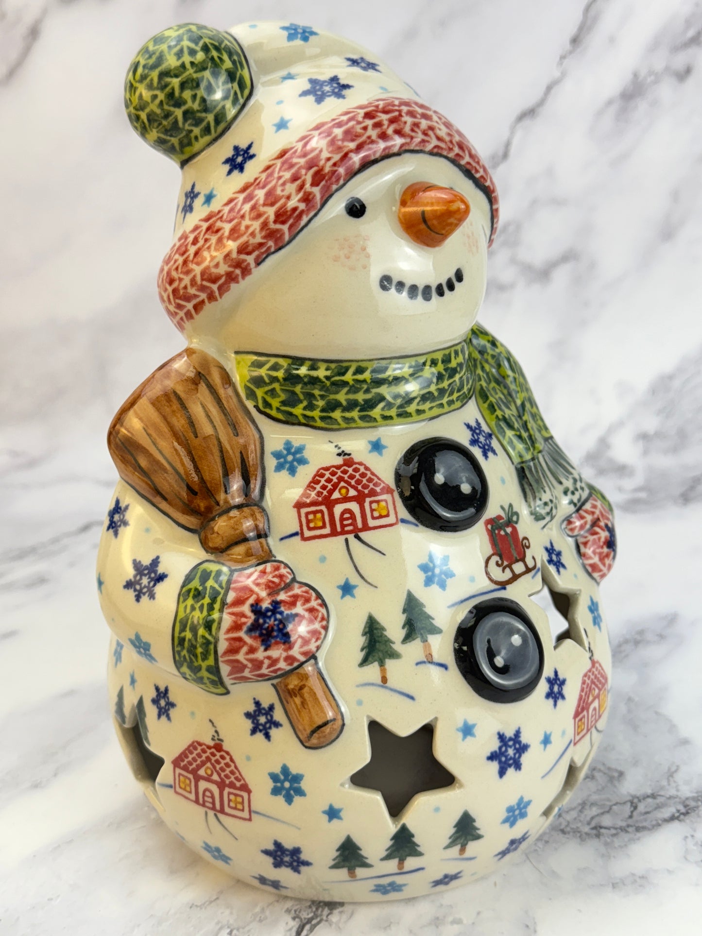 Vena Snowman With Broomstick - Shape V641 - Cottage