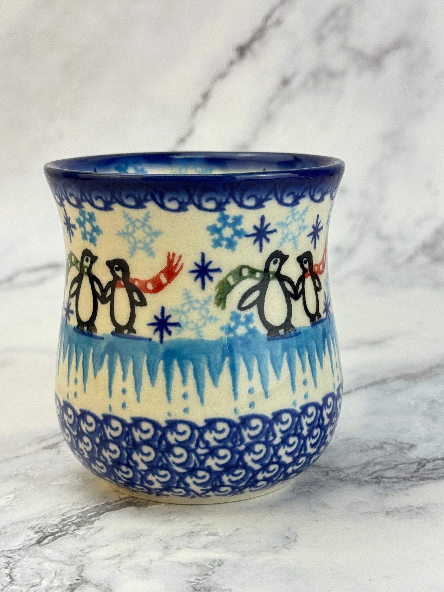 Vena Unikat 8oz Holiday Mug - Shape V053 - Penguins and Ice