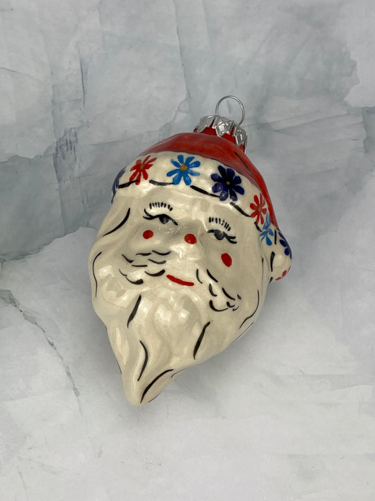 Santa Ornament - Colorful Daisies