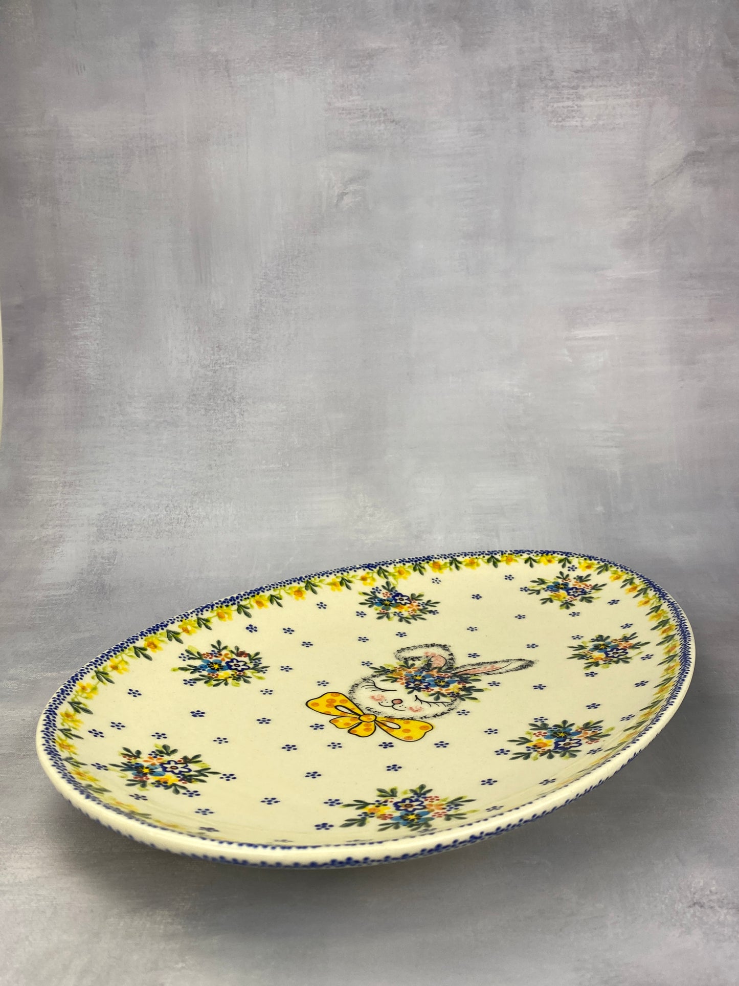 Large Egg Shaped Platter - Shape V193 - Yellow Bunny