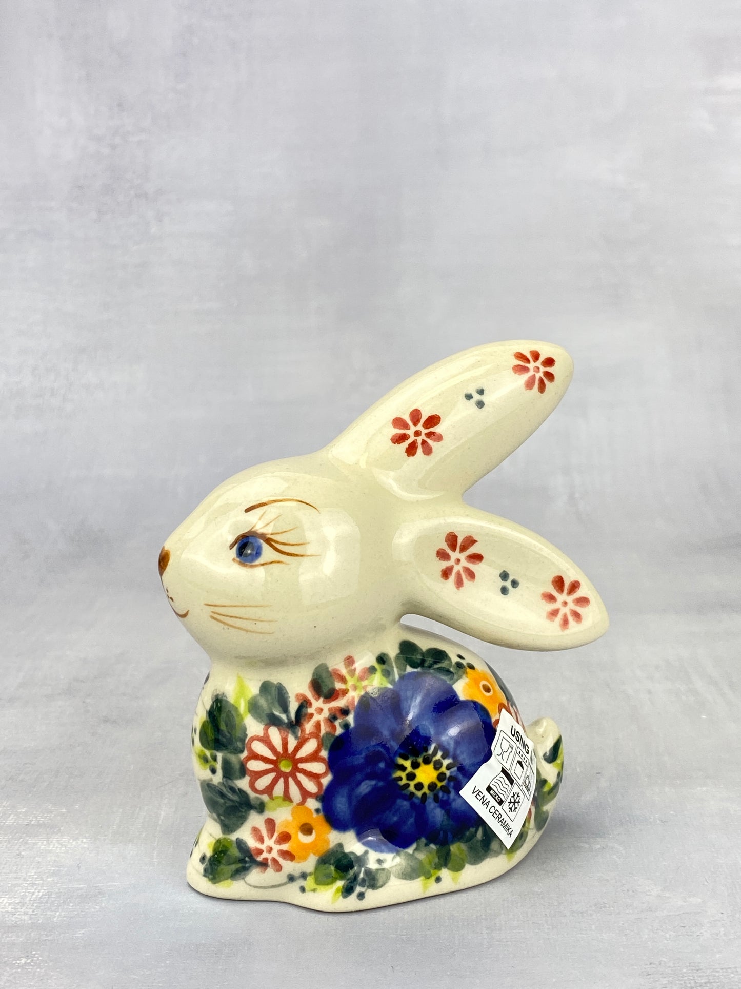 Bunny Figurine - Shape V412 - Bold Blue Flower