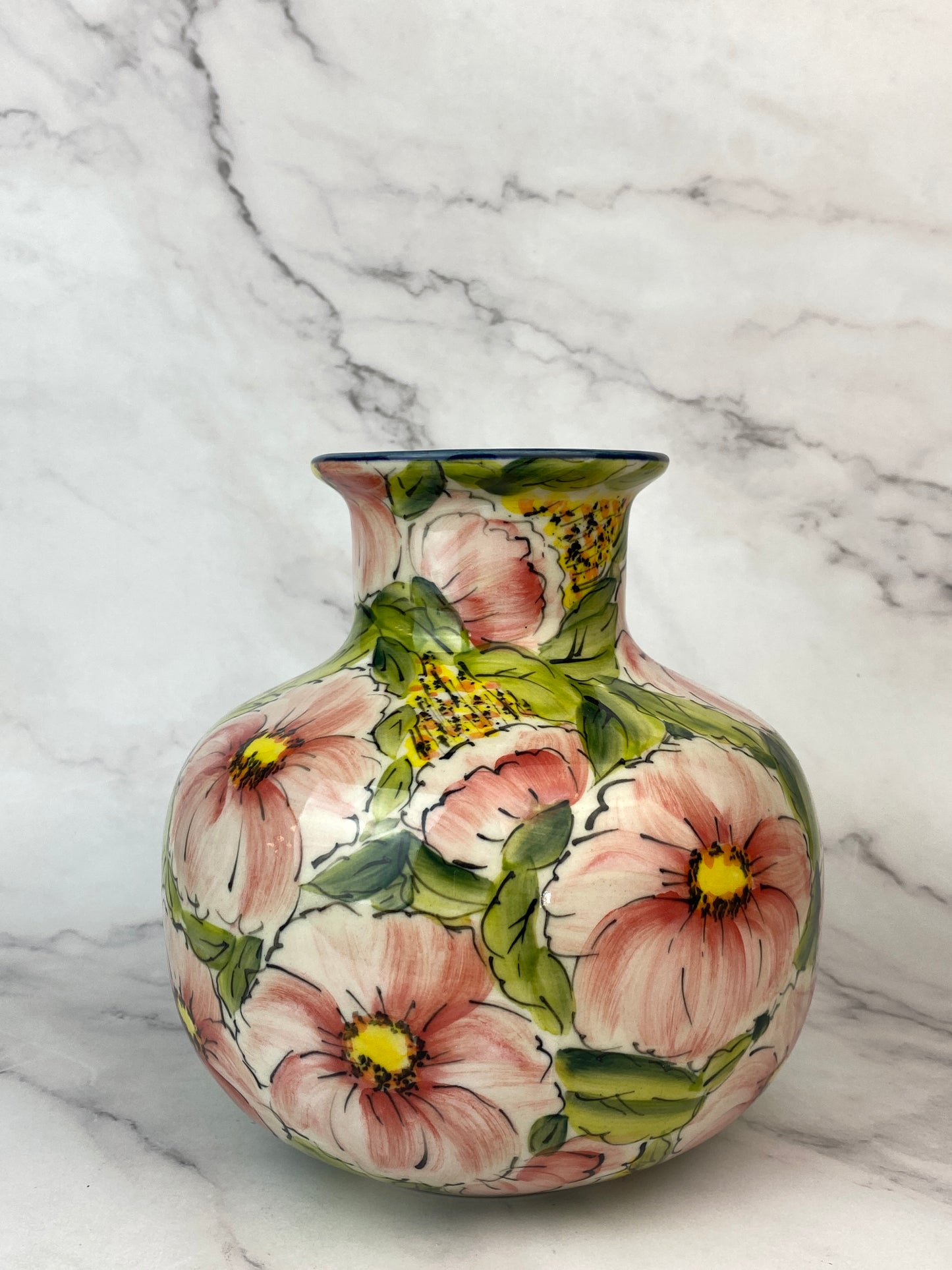 Moja Squat Vase - Pink Flowers