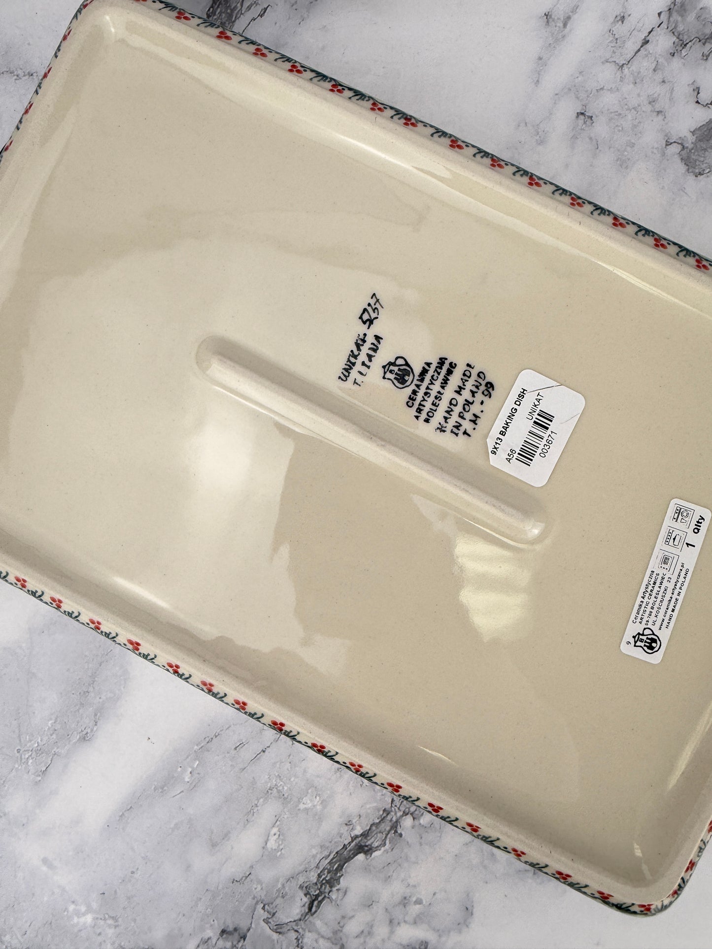 Large Unikat Rectangular Baker with Handles - Shape A56 - Pattern U5237