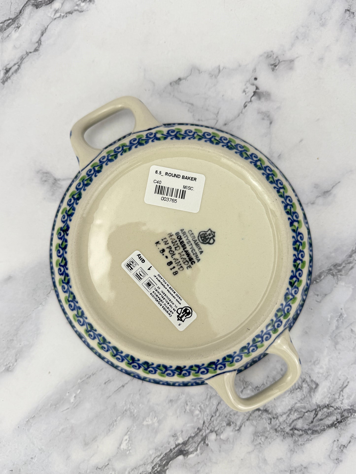 Small Round Baker with Handles - Shape C40 - Pattern 2251