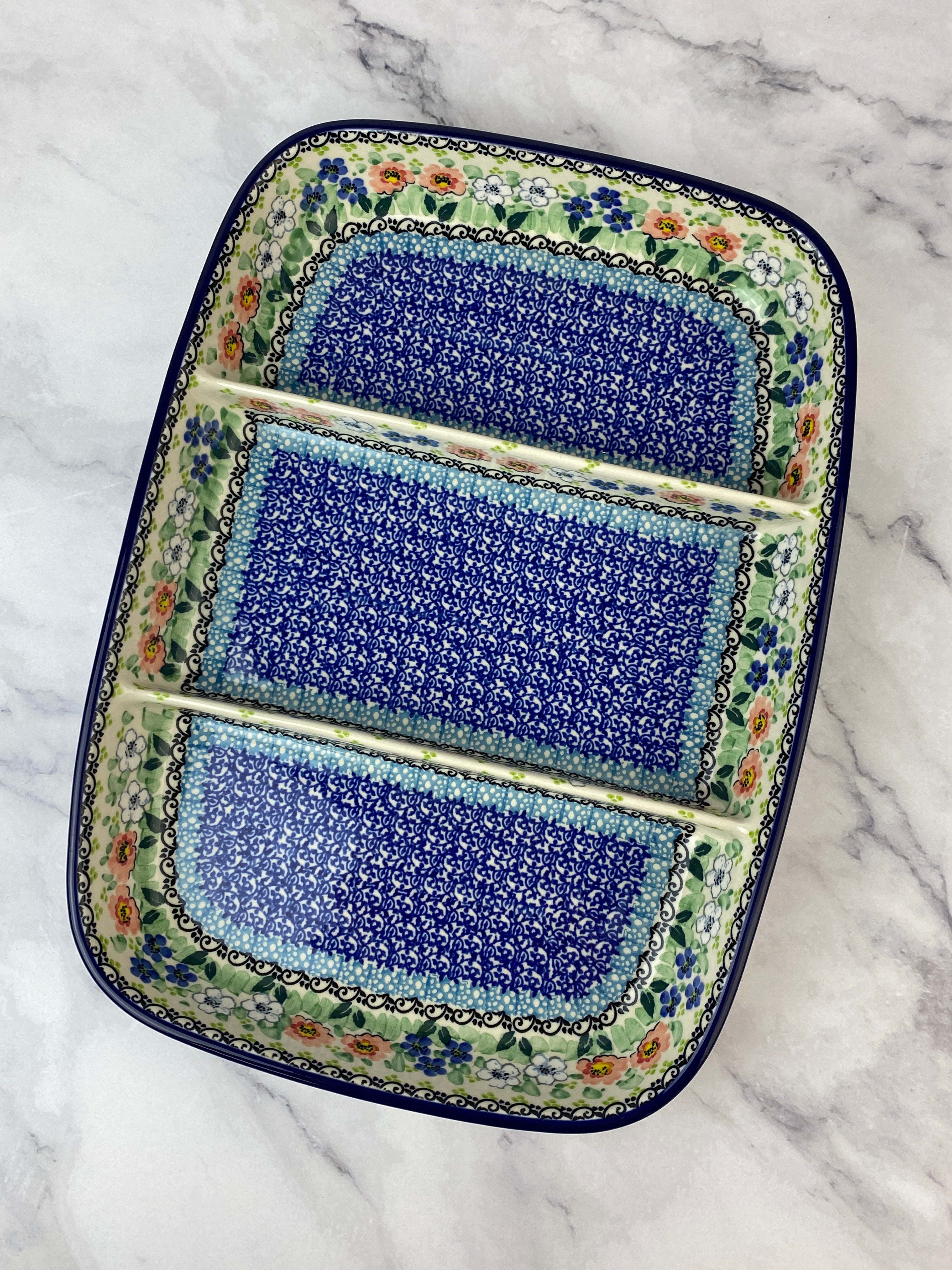 Large Three Part Unikat Divided Dish - Shape 394 - Pattern U5113 ...