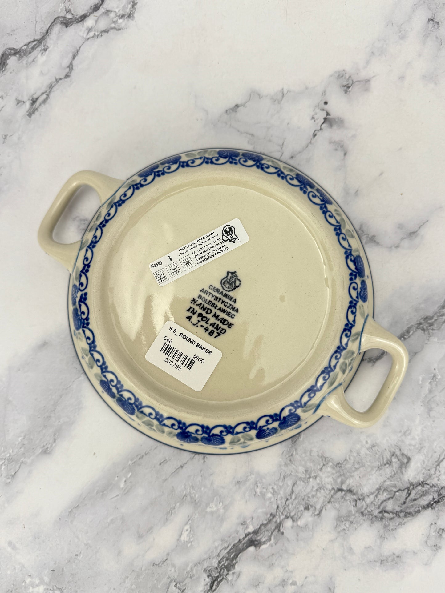 Small Round Baker with Handles - Shape C40 - Pattern 2751