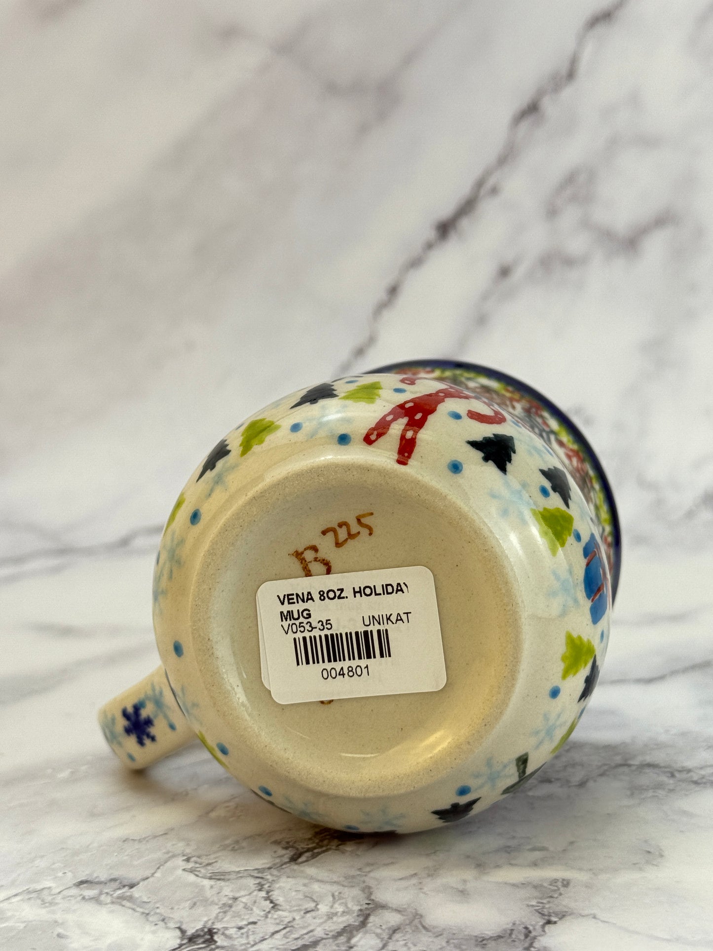 Vena Unikat 8oz Holiday Mug - Shape V053 - Cardinals and Pine