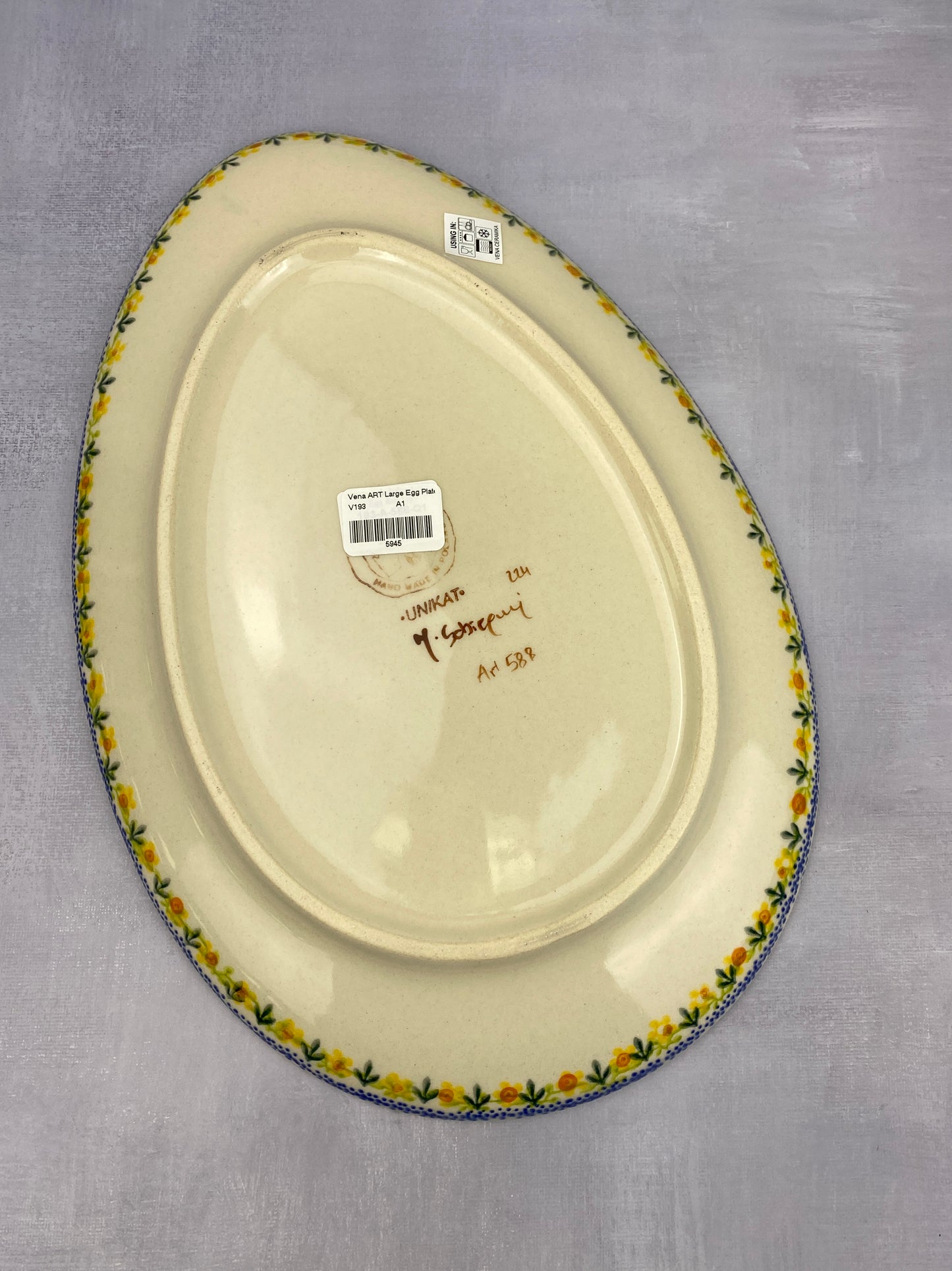 Large Egg Shaped Platter - Shape V193 - Yellow Bunny