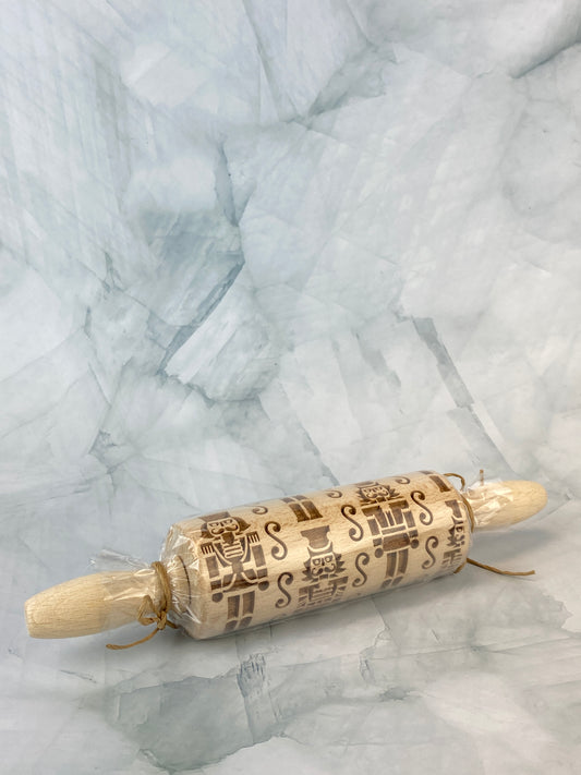 Wooden Holiday Rolling Pin - Nutcrackers