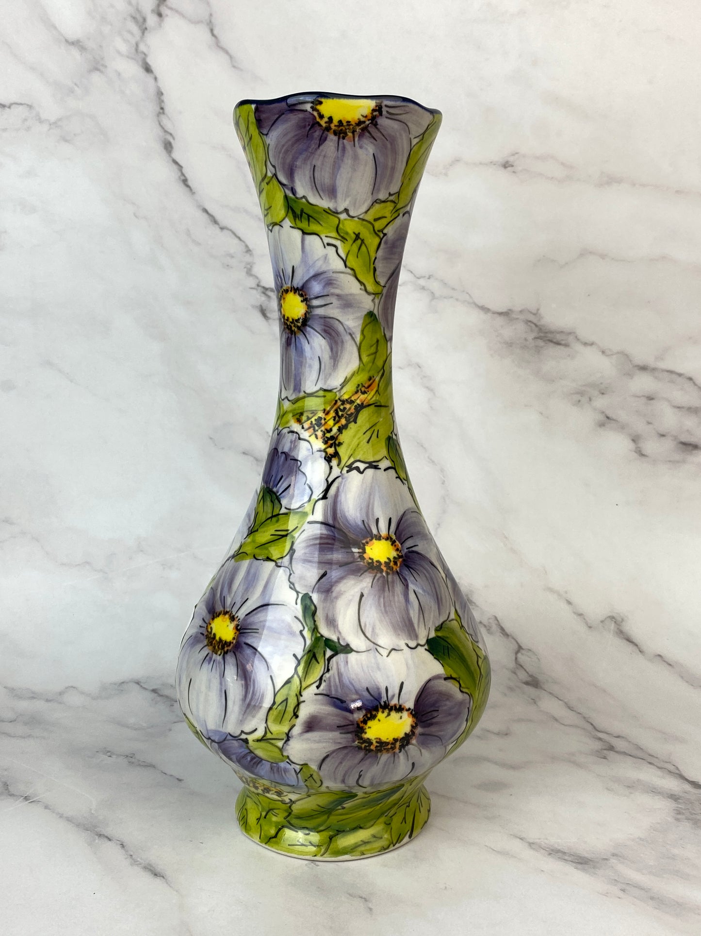 Moja Tall Vase - Purple Flowers