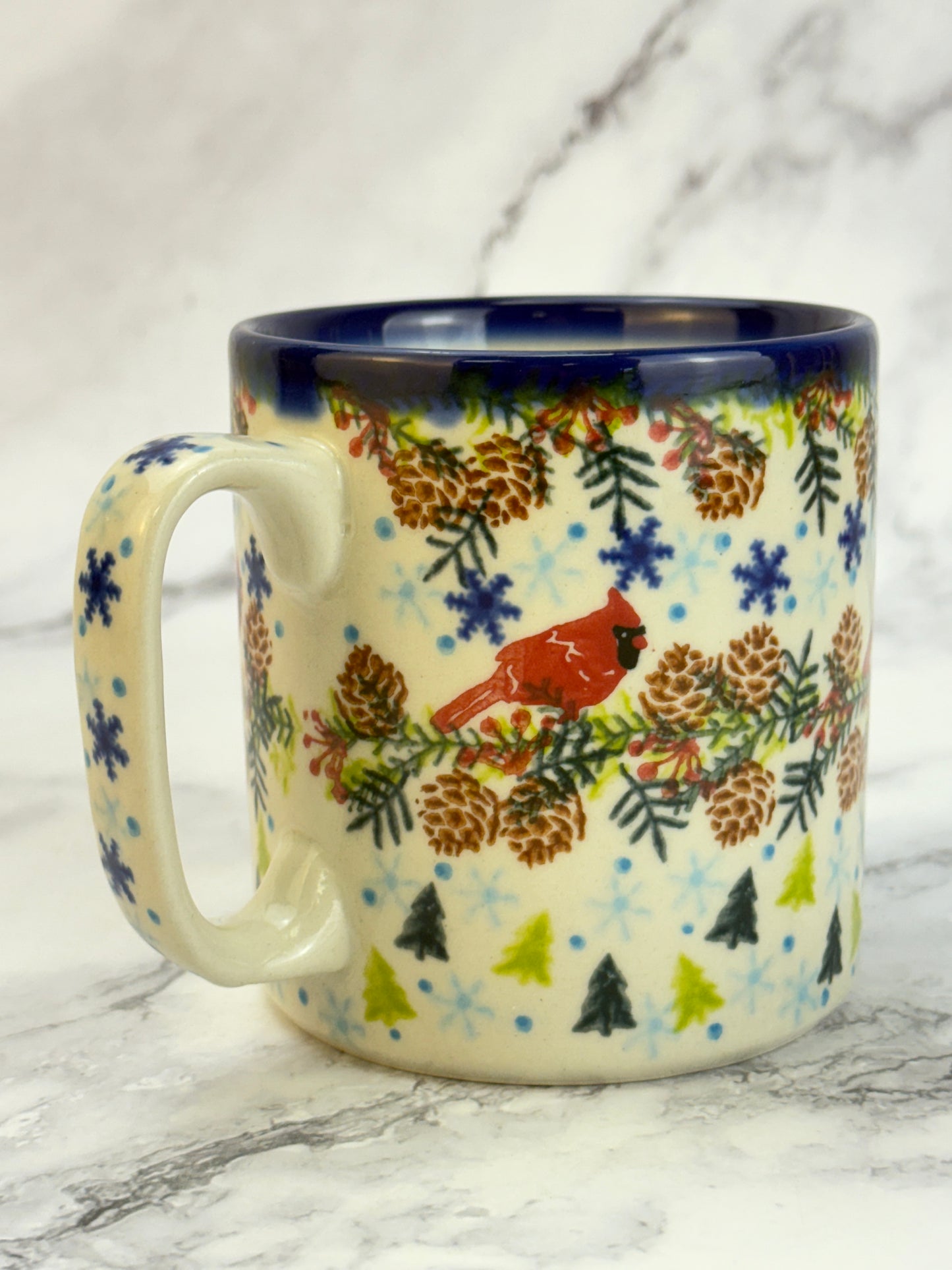 Vena Unikat 12oz Holiday Mug - Shape V055 - Cardinals and Pine