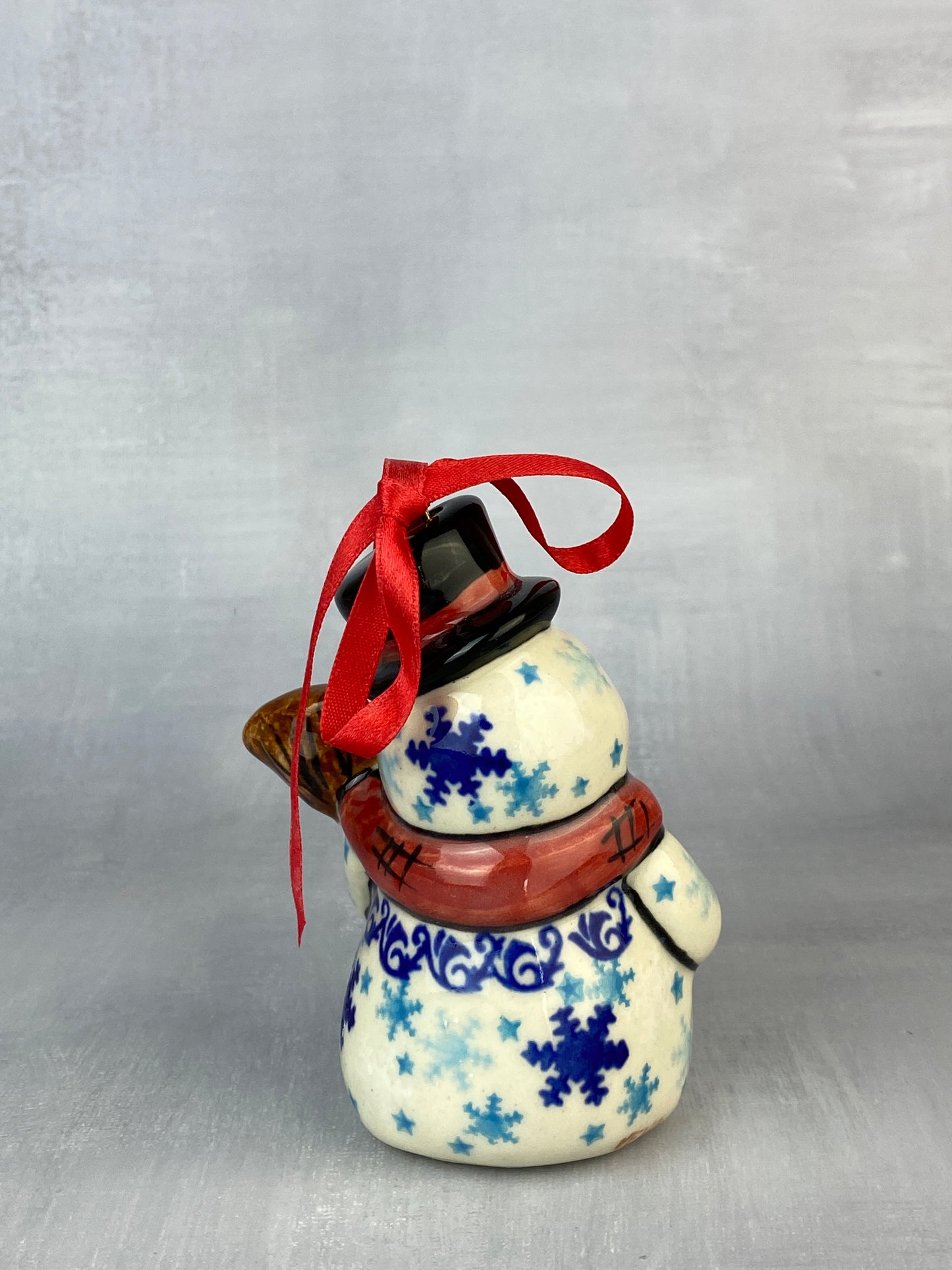 Vena Standing Snowman Ornament - Shape V354 - Red Scarf and Snowflakes