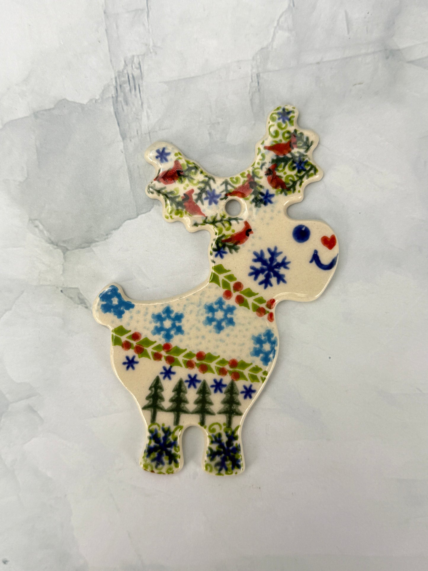 Vena Flat Reindeer Ornament - Shape V705 - Cardinals