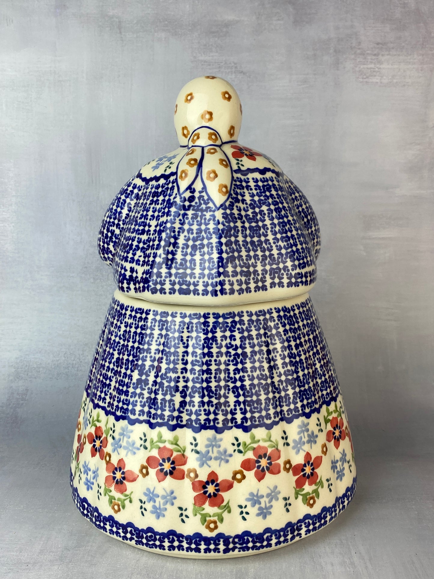 Babcia Cookie Jar - Red & Blue Floral