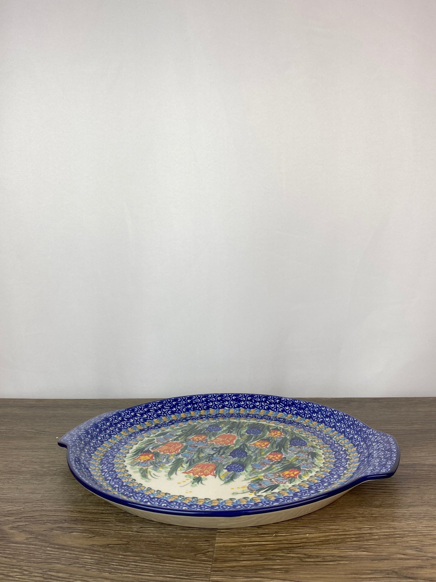 SALE Round Unikat Platter With Handles / Pizza Stone - Shape 151 - Pattern U3651
