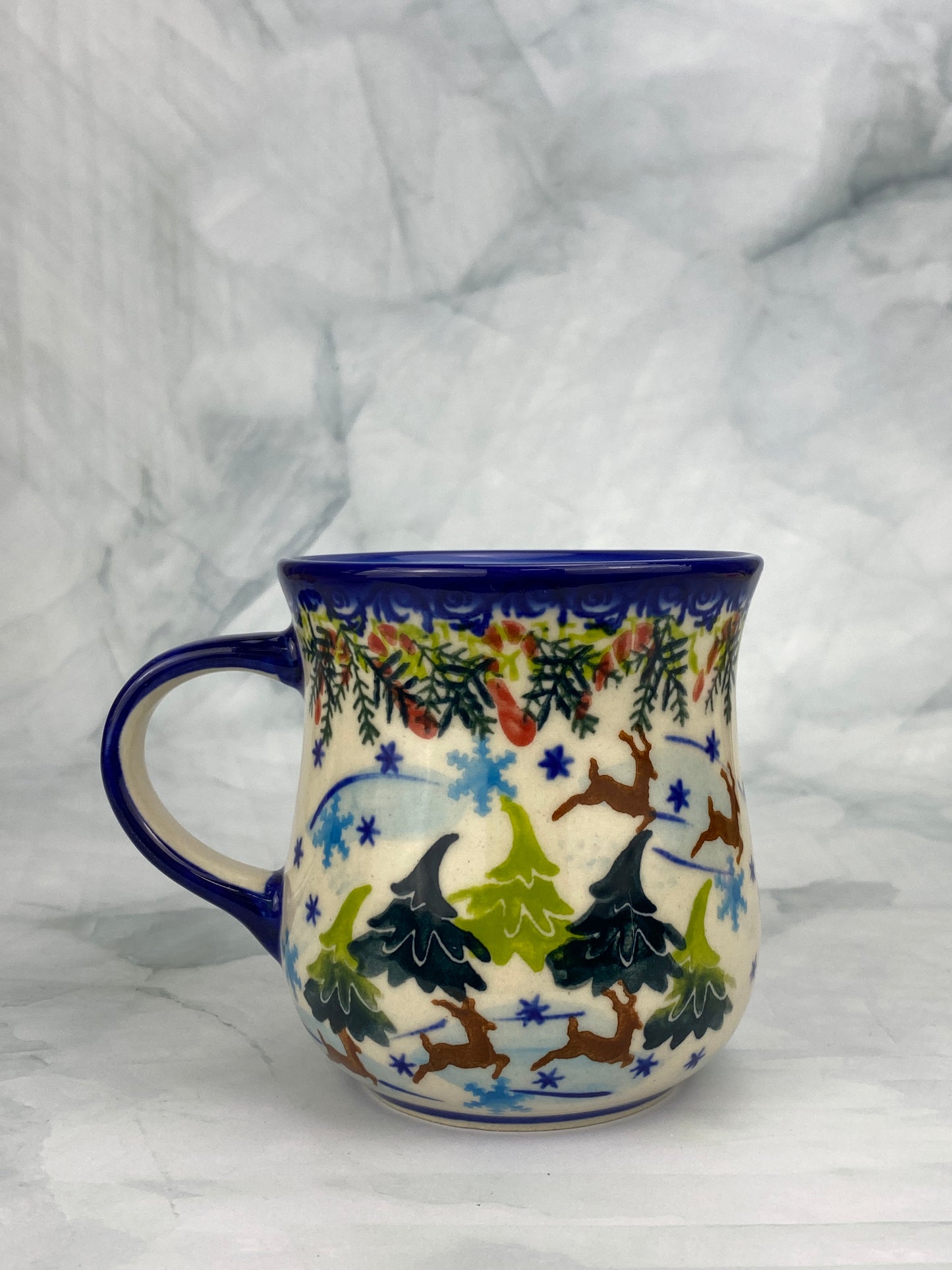 Vena Unikat 8oz Holiday Mug - Shape V053 - Snowman and Deer