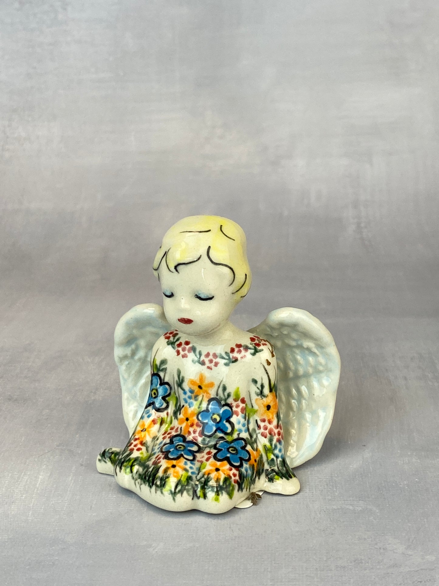 Angel Figurine - Shape V644 - Orange and Blue Flowers