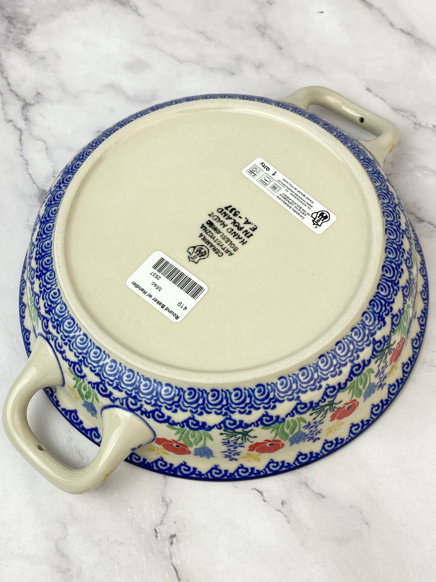 8" Round Baker With Handles - Shape 419 - Pattern 3218