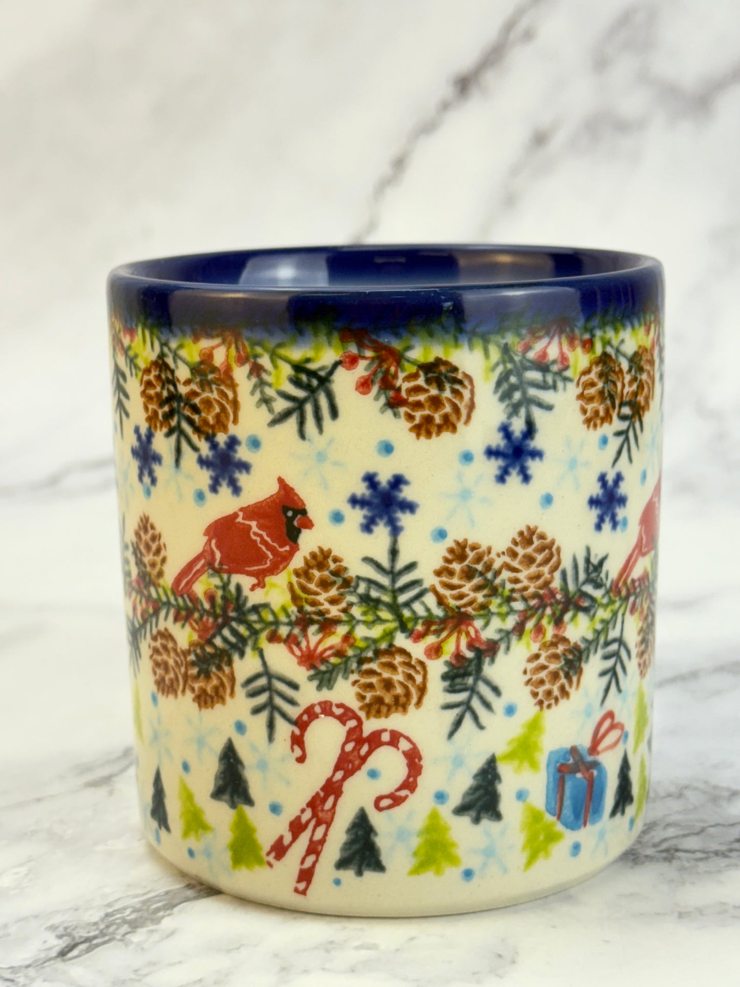 Vena Unikat 12oz Holiday Mug - Shape V055 - Cardinals and Pine