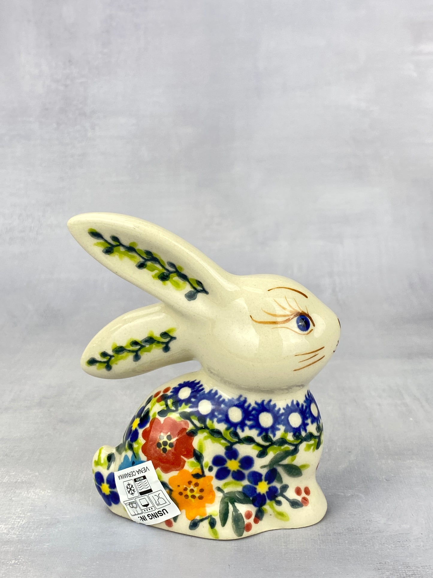 Bunny Figurine - Shape V412 - Blue and Red Flowers