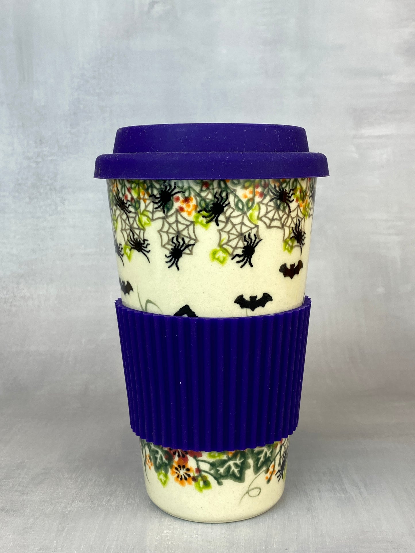 14oz Unikat Travel Mug - Shape V559 - Black Cats and Spiders