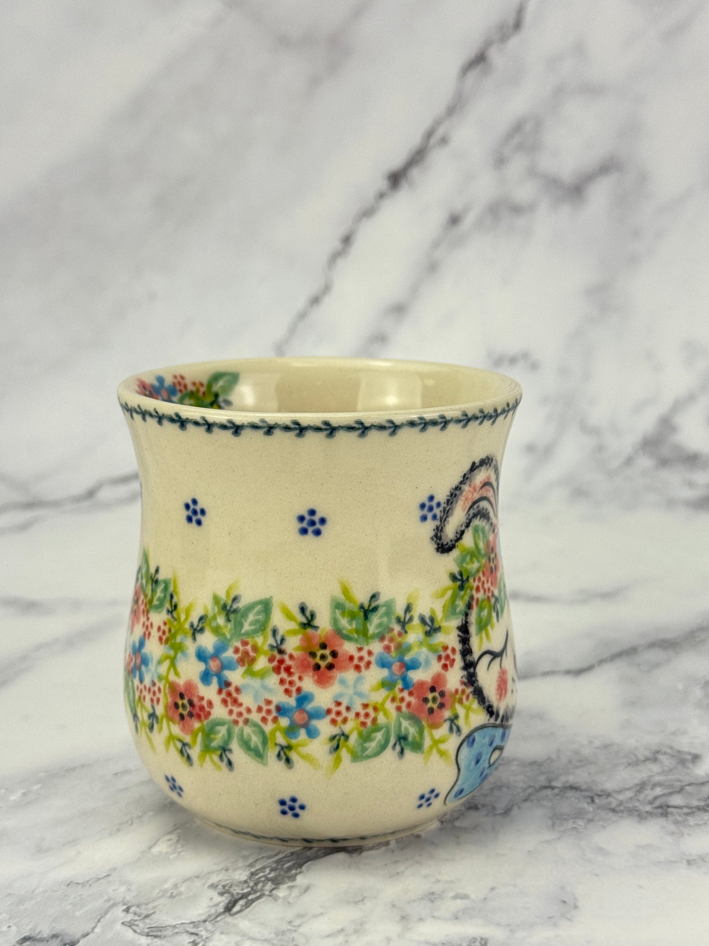 Vena Unikat 8oz Art Mug - Shape V053 - Blue Bow Tie Bunny