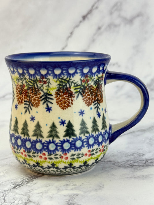 Vena Unikat 8oz Holiday Mug - Shape V053 - Holly and Pine Cones