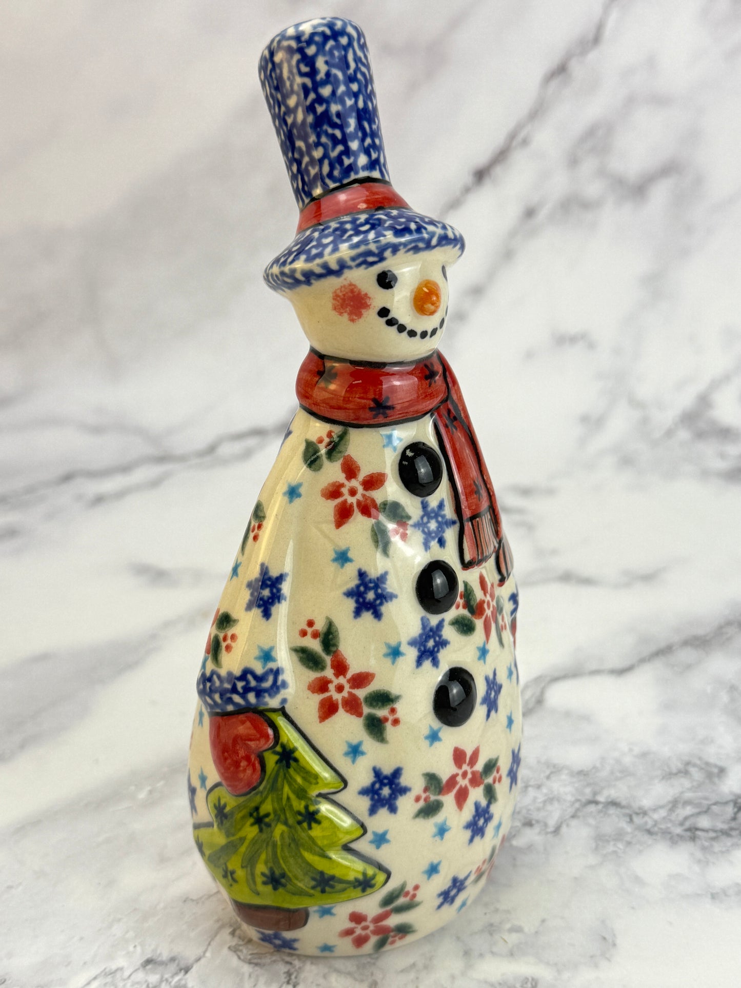 Vena Snowman Figurine With Tree - Shape V665 - Holly