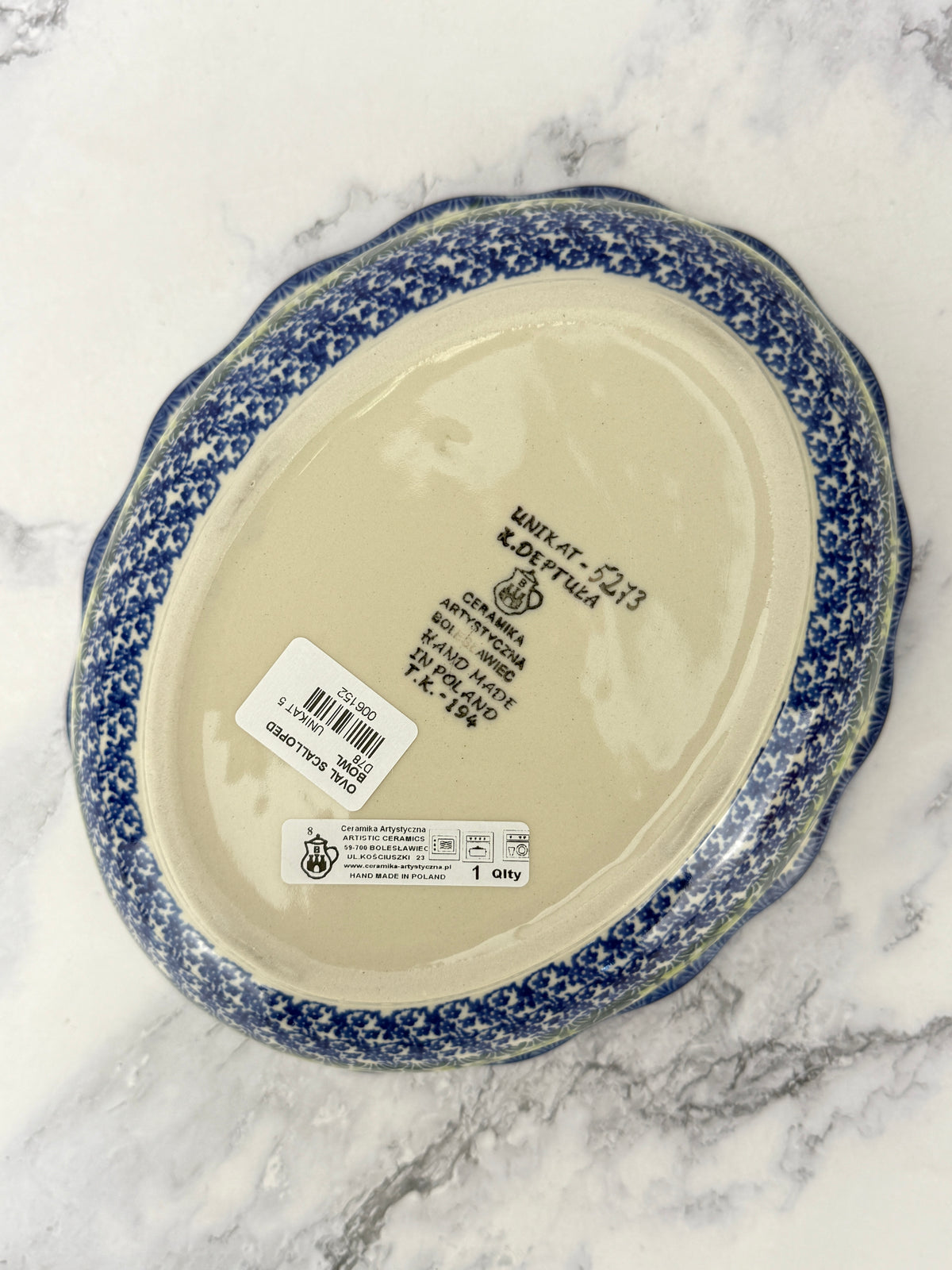 Scalloped Unikat Oval Bowl - Shape D78 - Pattern U5273