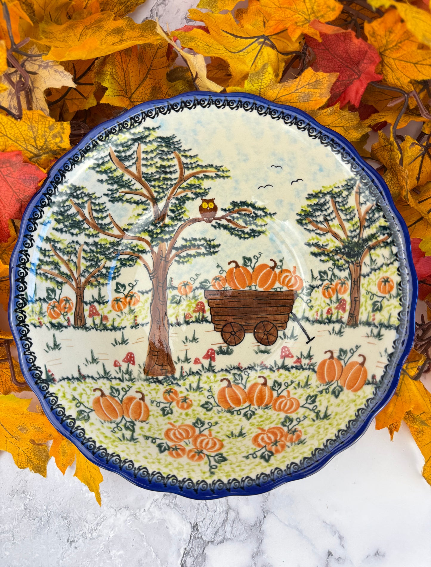 Vena Unikat Large Ruffled Bowl - Shape V204 - Pumpkin A1-606