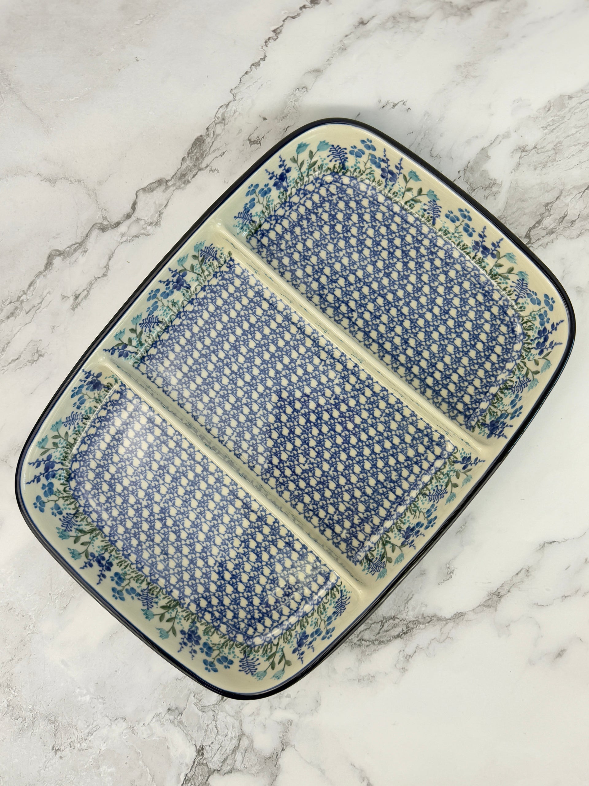 Large Three Part Divided Dish - Shape 394 - Pattern 2898