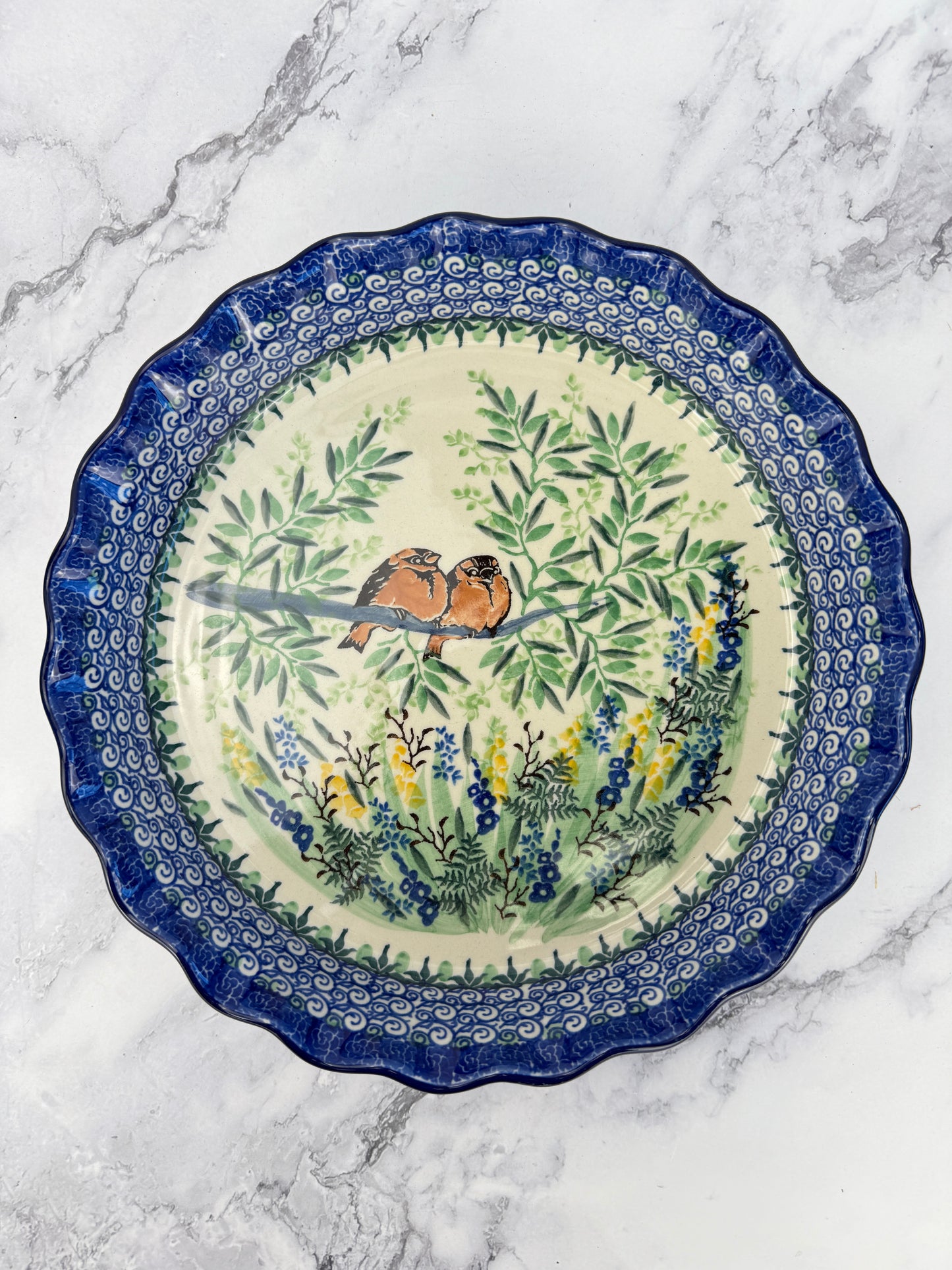 SALE Ruffled Unikat Pie Plate / Round Baker - Shape 636 Pattern U5175