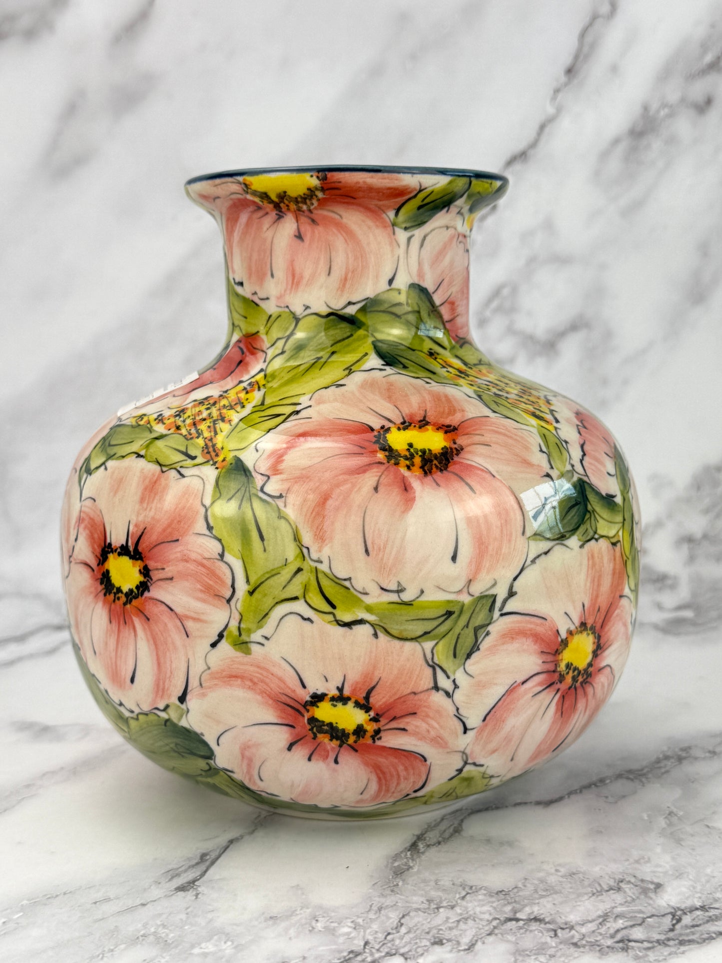 Moja Squat Vase - Pink Flowers