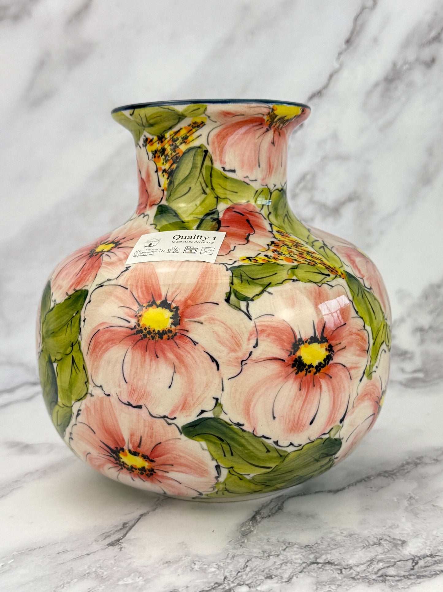 Moja Squat Vase - Pink Flowers