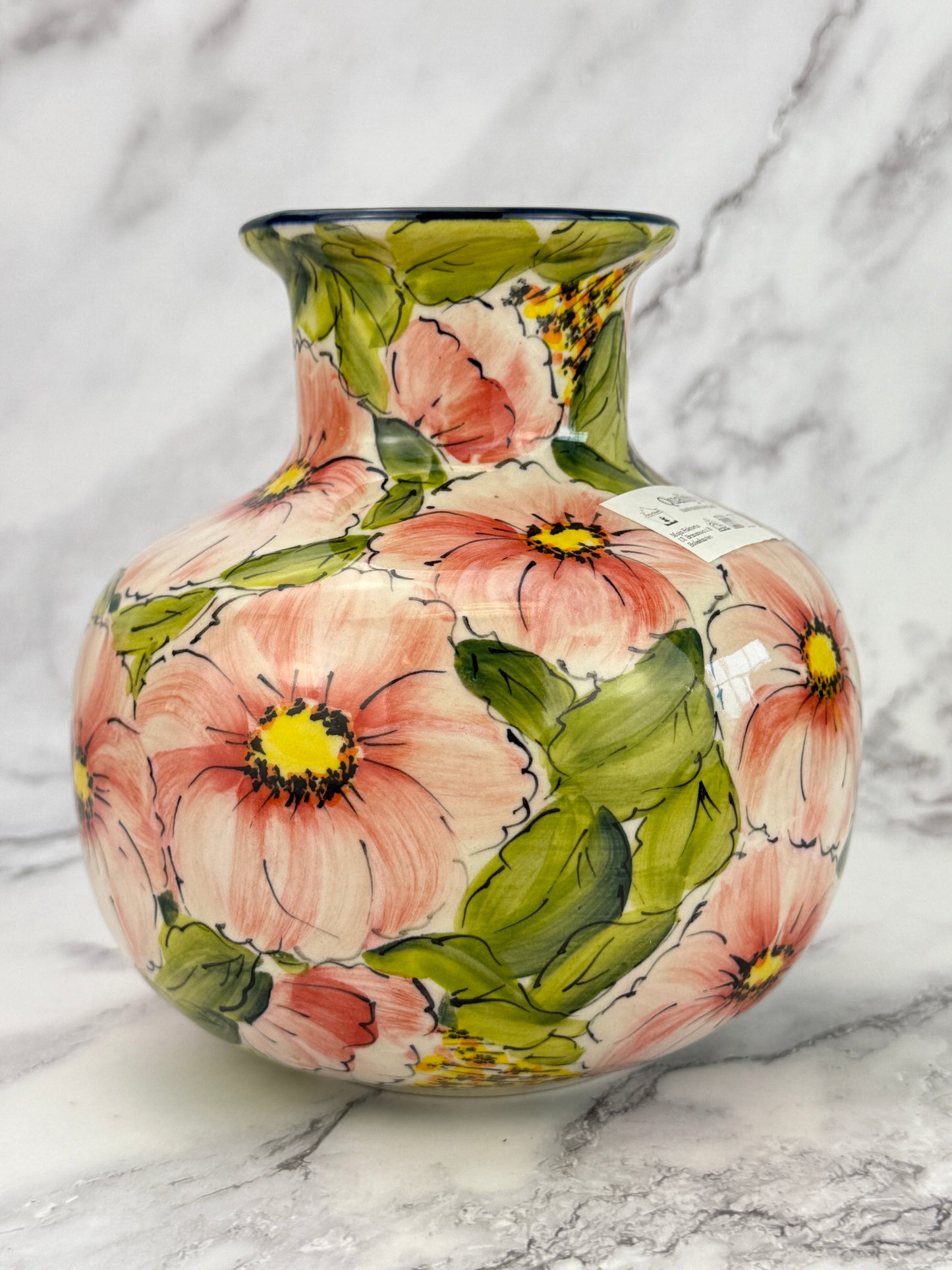 Moja Squat Vase - Pink Flowers