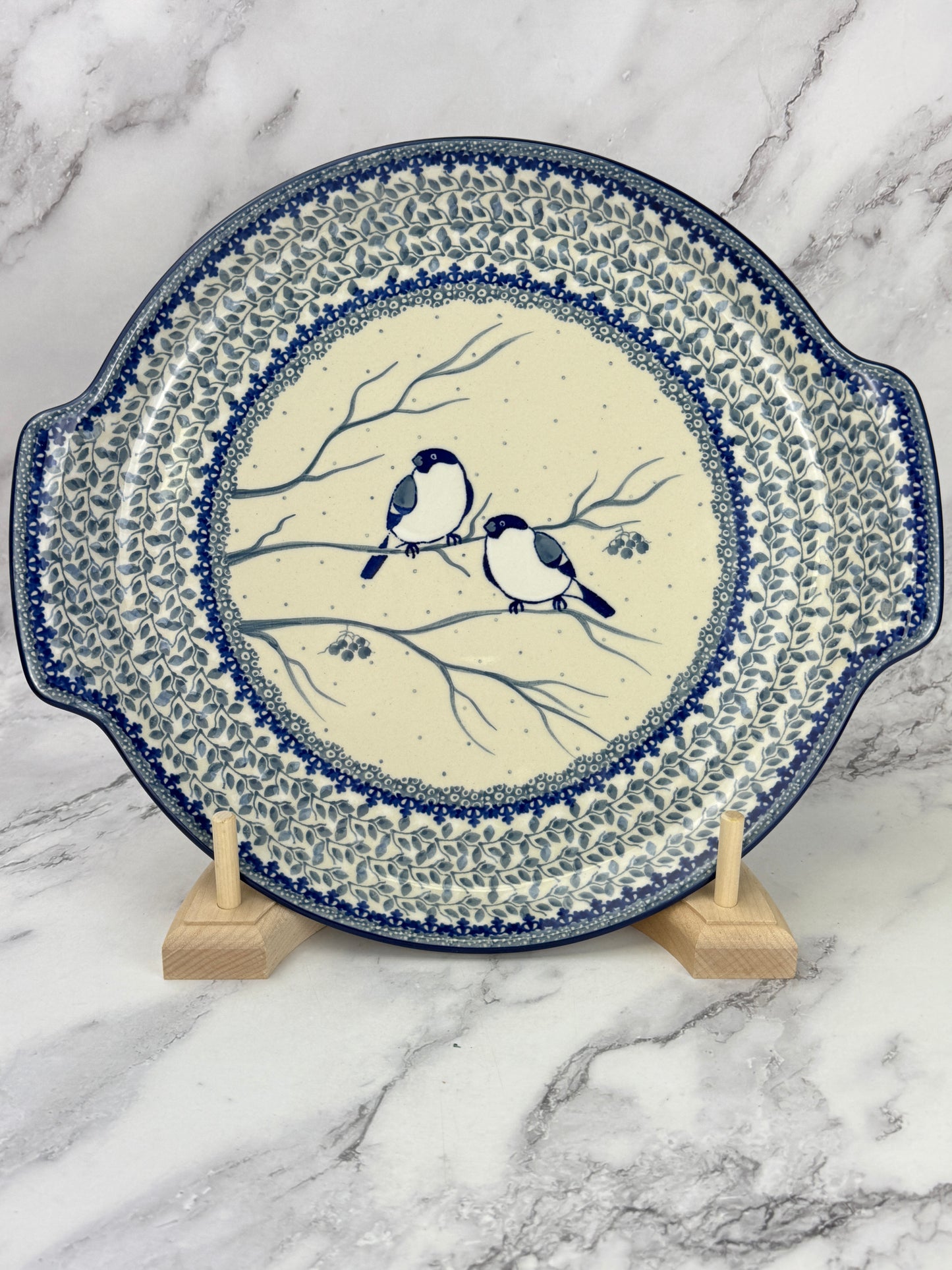 SALE Round Unikat Platter With Handles / Pizza Stone - Shape 152 - Pattern U4830