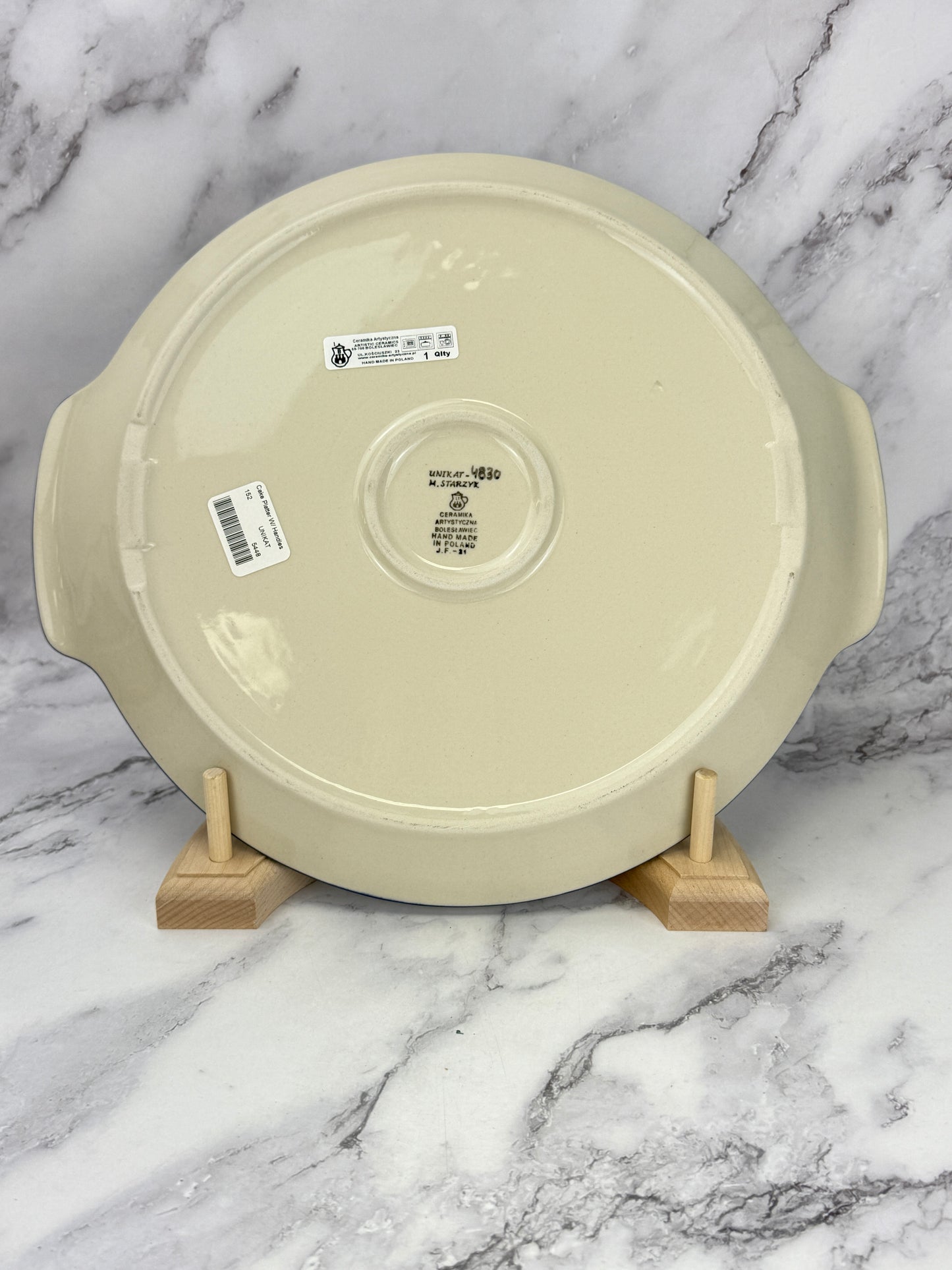 SALE Round Unikat Platter With Handles / Pizza Stone - Shape 152 - Pattern U4830