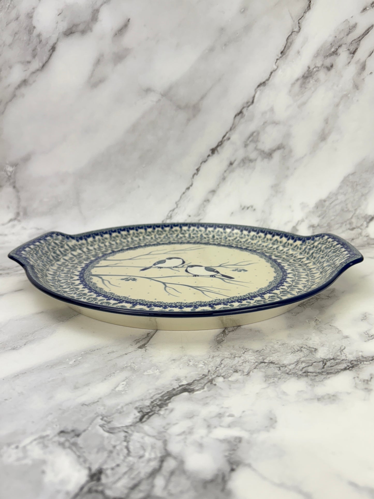 SALE Round Unikat Platter With Handles / Pizza Stone - Shape 152 - Pattern U4830