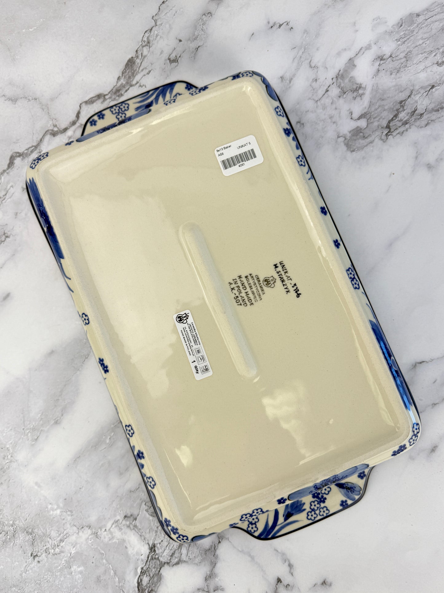 Large Unikat Rectangular Baker with Handles - Shape A56 - Pattern U5176