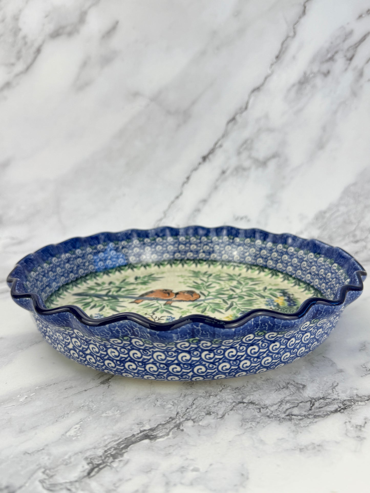 SALE Ruffled Unikat Pie Plate / Round Baker - Shape 636 Pattern U5175