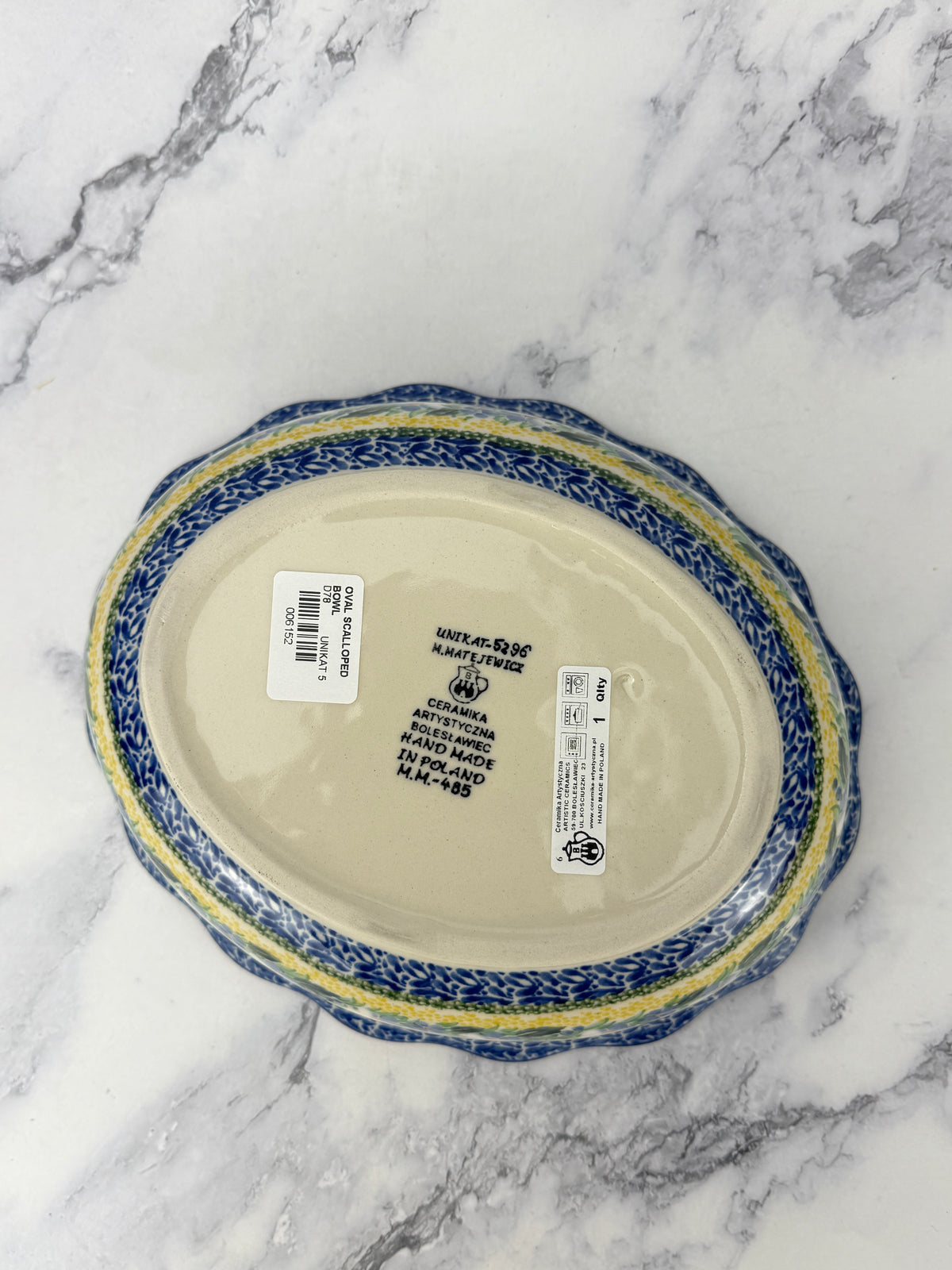 Scalloped Unikat Oval Bowl - Shape D78 - Pattern U5296