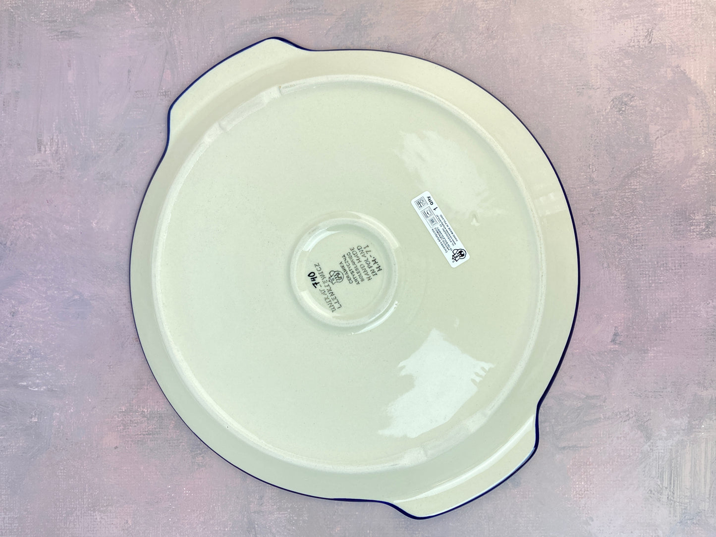 SALE Round Unikat Platter With Handles / Pizza Stone - Shape 151 - Pattern U740
